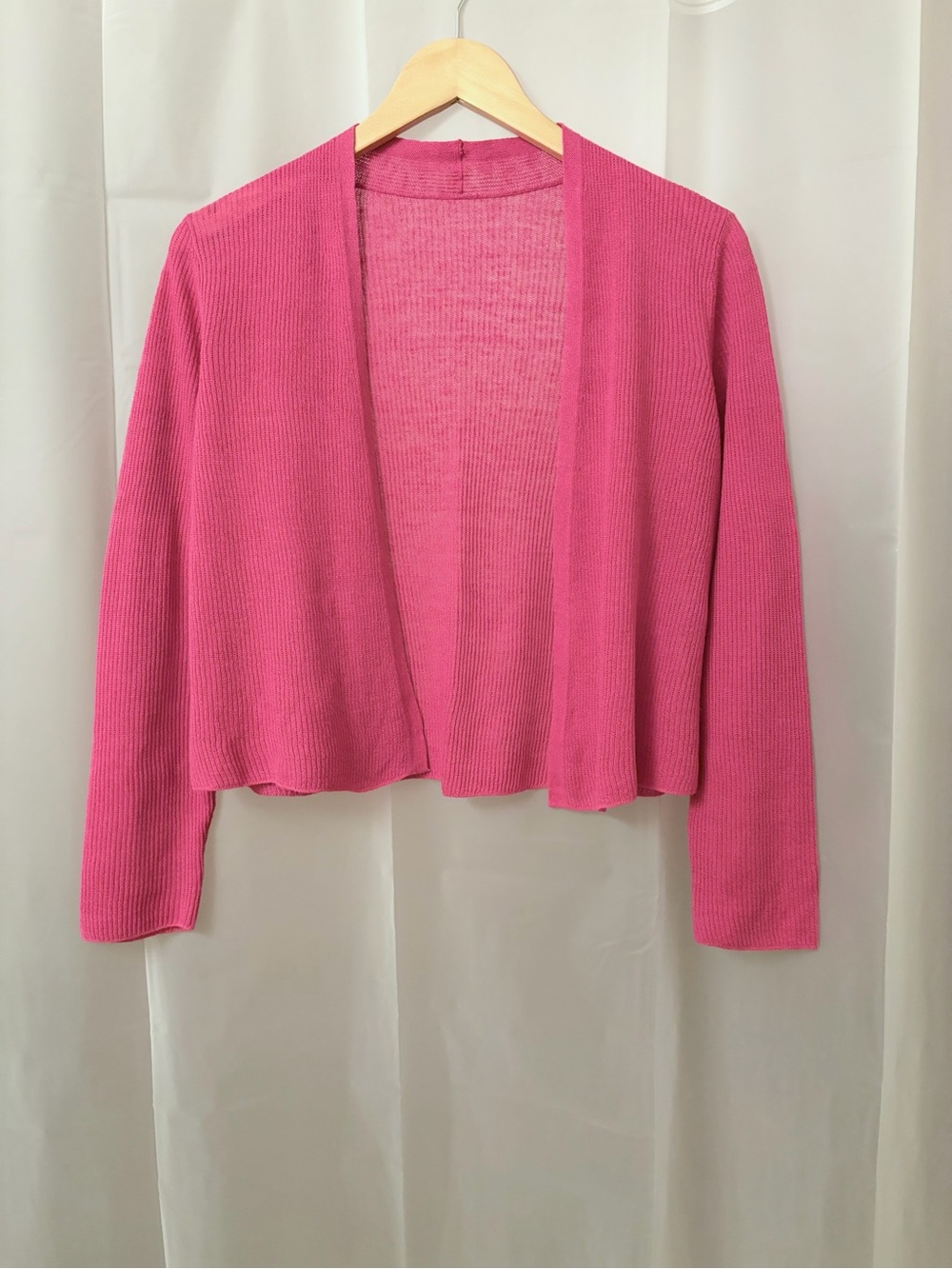 Eileen Fisher Linen Cropped Geranium Pink Cardigan